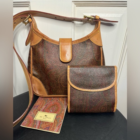 Etro Handbags - Etro Bordeaux Paisley Set - Smaller Crossbody Bag & Compact Wallet